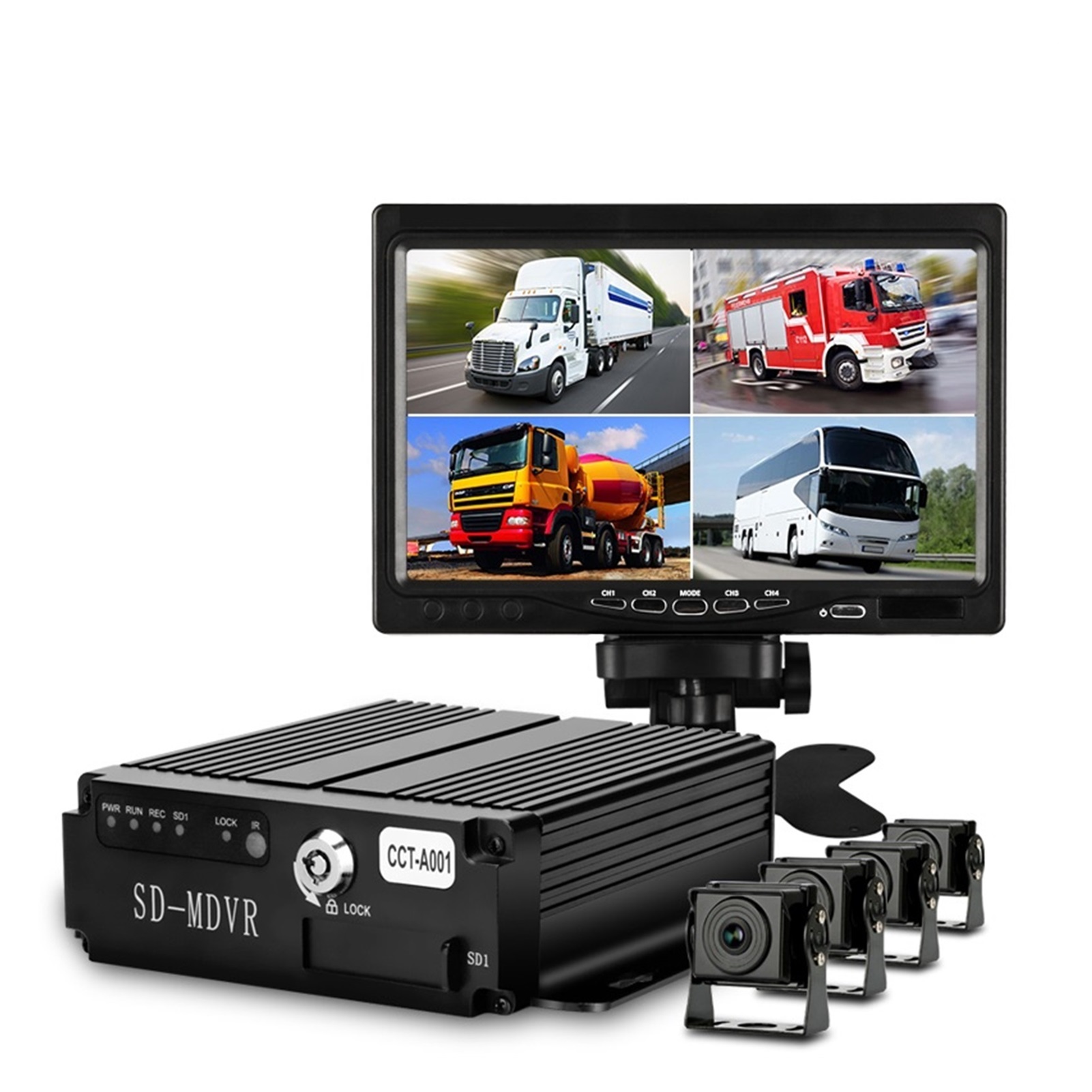 7 inch Truck DVR Driving Video Recorders 2 /4 Channel Black Box Backup Camera AHD Night Vision Rear View Monitor 12-24V ,Easy to Install
